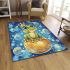 Cute frog wearing a crown sitting on a golden ball area rugs carpet