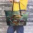 Cute frog with big eyes leaather tote bag