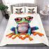 Cute frog with glasses in a full body shot bedding set