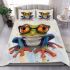 Cute frog with glasses in a full body shot bedding set