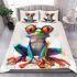 Cute frog with glasses in a full body shot bedding set