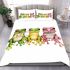 Cute frogs green pink and yellow color bedding set