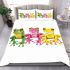 Cute frogs green pink and yellow color bedding set