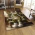 Cute green frog sitting in an armchair wearing white bunny slippers area rugs carpet