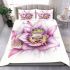 Cute green frog with purple flowers on its back bedding set