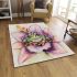 Cute green frog with purple flowers on its back area rugs carpet