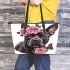 Cute grey staffordshire bull terrier with pink roses leather tote bag