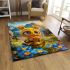 Cute happy baby bee with big beautiful eyes holding heart area rugs carpet