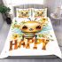 Cute happy bee with flowers on its wings bedding set