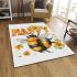 Cute happy bee with flowers on its wings area rugs carpet