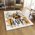 Cute happy bee with flowers on its wings area rugs carpet