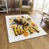 Cute happy bee with flowers on its wings area rugs carpet