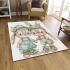 Cute happy smiling bunny girl and boy in green area rugs carpet