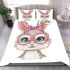 Cute kawaii bunny with pink glasses bedding set