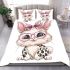 Cute kawaii bunny with pink glasses bedding set