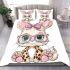 Cute kawaii bunny with pink glasses bedding set