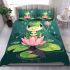 Cute kawaii frog standing on the edge bedding set