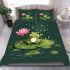 Cute kawaii frog standing on the edge bedding set