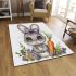 Cute kawaii gray bunny with big eyes area rugs carpet