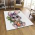 Cute kawaii gray bunny with big eyes area rugs carpet