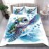 Cute kawaii turtle surrounded by bubbles bedding set