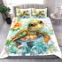Cute kawaii turtle surrounded by bubbles bedding set
