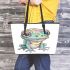 Cute little aquamarine color leaather tote bag