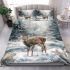 Cute little deer standing in the snow bedding set