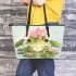 Cute little frog in the water leaather tote bag