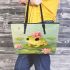 Cute little frog in the water leaather tote bag