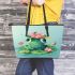 Cute little frog in the water leaather tote bag