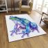 Cute little frog with a blue area rugs carpet