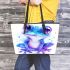 Cute little frog with big eyes leaather tote bag
