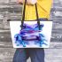 Cute little frog with sparkling eyes leaather tote bag