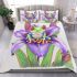 Cute little green tree frog with big red eyes bedding set