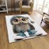 Cute little owl wearing blue sneakers area rugs carpet