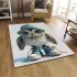 Cute little owl wearing blue sneakers area rugs carpet