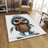 Cute little owl wearing blue sneakers area rugs carpet