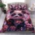 Cute little panda under a pink cherry blossom tree bedding set