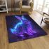 Cute neon bunny with glowing blue and purple fur area rugs carpet