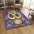 Cute owl cartoon big eyes yellow stars on its head area rugs carpet