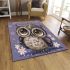 Cute owl cartoon big eyes yellow stars on its head area rugs carpet