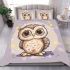 Cute owl cartoon surrounded in the style of stars and flowers bedding set