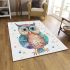 Cute owl clipart pastel watercolor style with glitter area rugs carpet