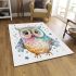 Cute owl clipart pastel watercolor style with glitter area rugs carpet