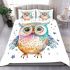 Cute owl clipart pastel watercolor style with glitter bedding set