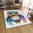 Cute owl clipart with big eyes colorful feathers area rugs carpet