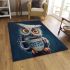 Cute owl holding a coffee cup area rugs carpet