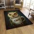 Cute owl holding a coffee cup area rugs carpet