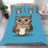 Cute owl holding coffee bedding set